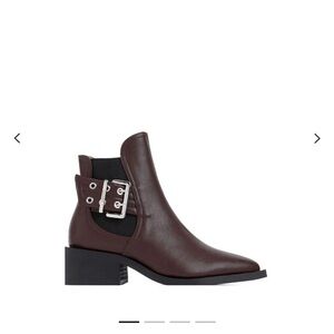 Ganni Brown Ankle Boots with Buckle Detail